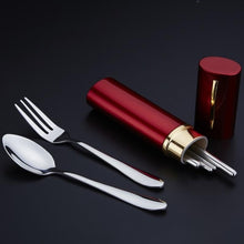 Load image into Gallery viewer, 3Pcs/Set Outdoor Travel Picnic Spoon Fork Cutlery Set Camping Hiking Sanitary Tableware Stainless Steel Chopsticks Ultralight#2