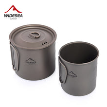 Load image into Gallery viewer, Widesea Camping Mug Titanium Cup Tourist Tableware Picnic Utensils Outdoor Kitchen Equipment Travel Cooking set Cookware Hiking