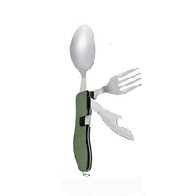 Load image into Gallery viewer, Camping Tableware Outdoor Cooking Supplies 4 In 1 Spoon Folding Pocket for Picnics Hiking Survival Multifunction Kamp Tools