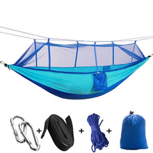 Load image into Gallery viewer, 1-2 Person Portable Outdoor Camping Hammock with Mosquito Net High Strength Parachute Fabric Hanging Bed Hunting Sleeping Swing