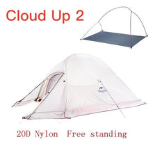 Load image into Gallery viewer, Naturehike Cloud Up Series Ultralight Camping Tent Waterproof Outdoor Hiking Tent 20D Nylon Backpacking Tent With Free Mat