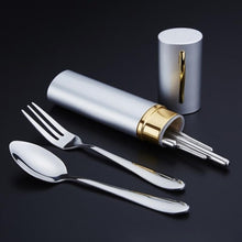 Load image into Gallery viewer, 3Pcs/Set Outdoor Travel Picnic Spoon Fork Cutlery Set Camping Hiking Sanitary Tableware Stainless Steel Chopsticks Ultralight#2

