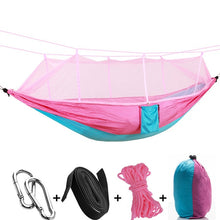 Load image into Gallery viewer, 1-2 Person Portable Outdoor Camping Hammock with Mosquito Net High Strength Parachute Fabric Hanging Bed Hunting Sleeping Swing
