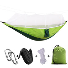 Load image into Gallery viewer, 1-2 Person Portable Outdoor Camping Hammock with Mosquito Net High Strength Parachute Fabric Hanging Bed Hunting Sleeping Swing
