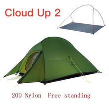 Load image into Gallery viewer, Naturehike Cloud Up Series Ultralight Camping Tent Waterproof Outdoor Hiking Tent 20D Nylon Backpacking Tent With Free Mat
