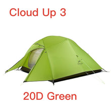 Load image into Gallery viewer, Naturehike Cloud Up Series Ultralight Camping Tent Waterproof Outdoor Hiking Tent 20D Nylon Backpacking Tent With Free Mat
