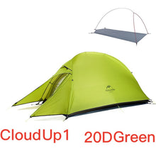 Load image into Gallery viewer, Naturehike Cloud Up Series Ultralight Camping Tent Waterproof Outdoor Hiking Tent 20D Nylon Backpacking Tent With Free Mat
